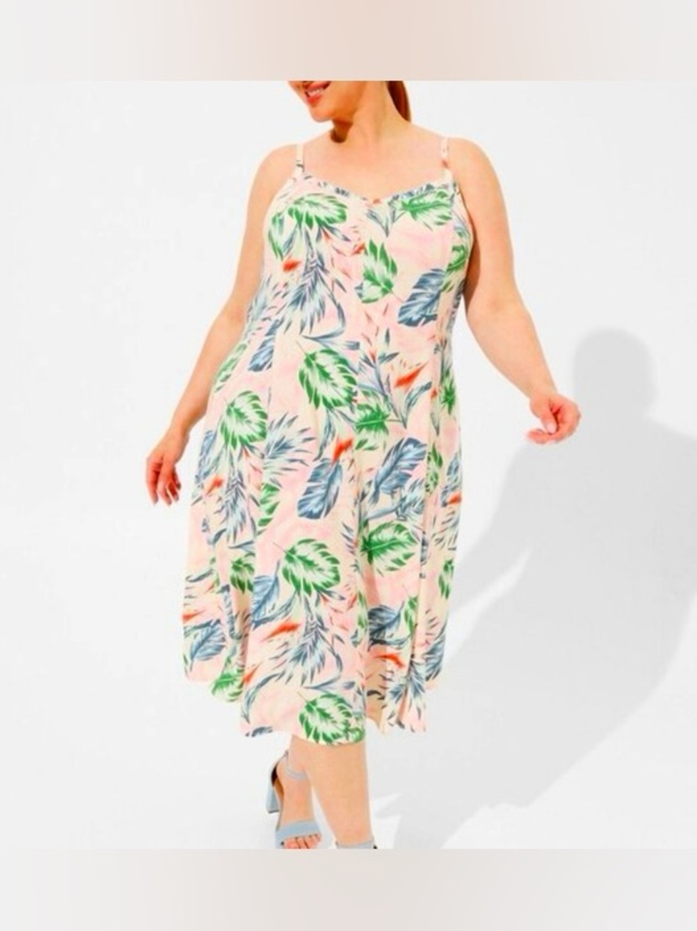 Tropical Print Pink Midi Sundress